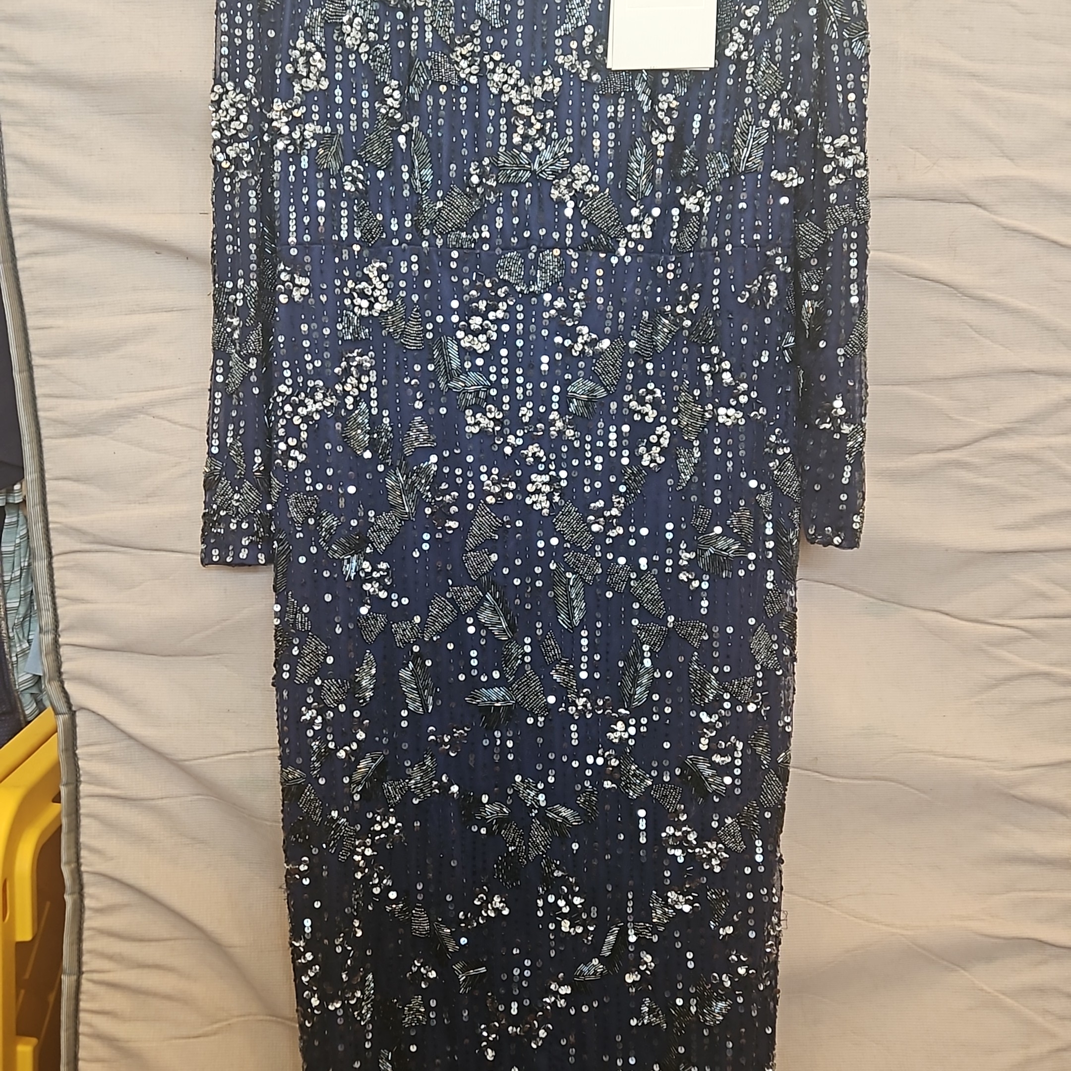 Mac Duggal Blue Sequin Sheath Cocktail Dress
